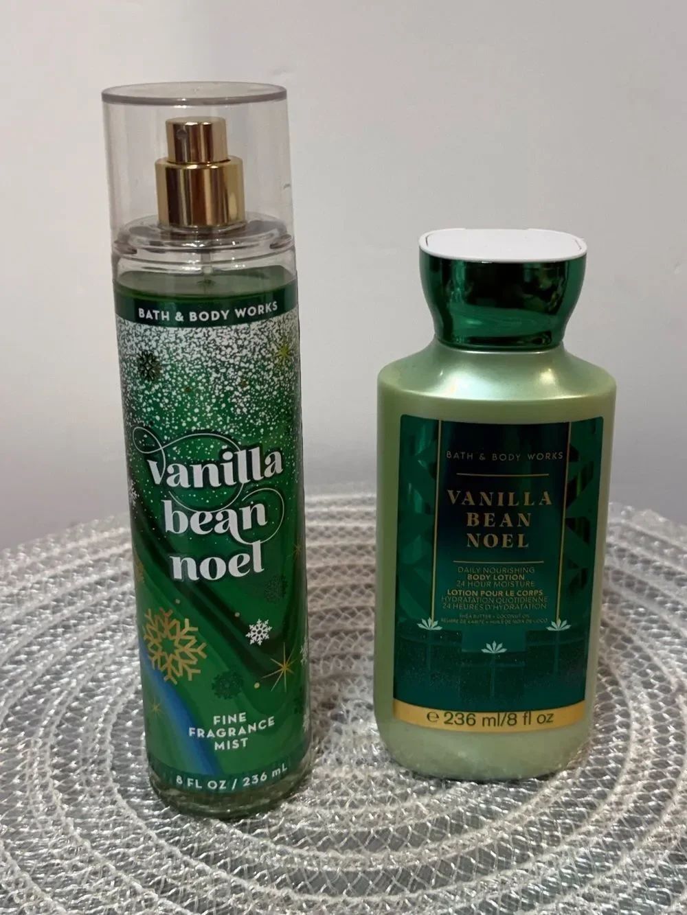 BBW Vanilla Bean Noel Fragrance Mist and Body Lotion Set of 2 NWT